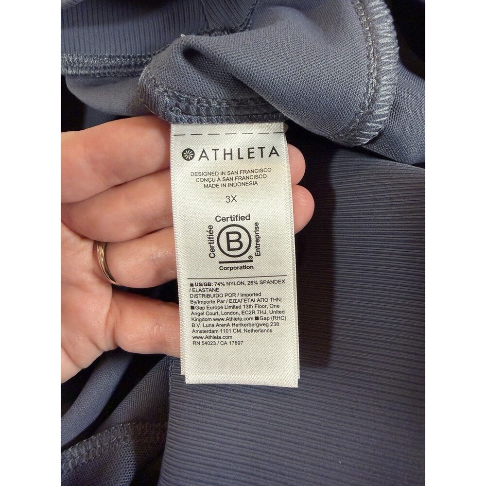 Athleta Venice Track Stripe Wide Leg Pants 3X Blue NWT SculptTek Cropped Plus - Picture 11 of 16